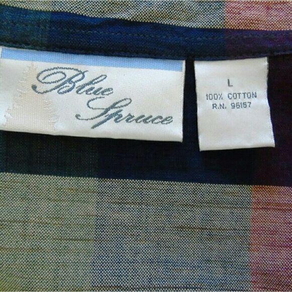 Vintage Boyfriends Shirt Multi Color Plaid Cotton - Picture 3 of 7